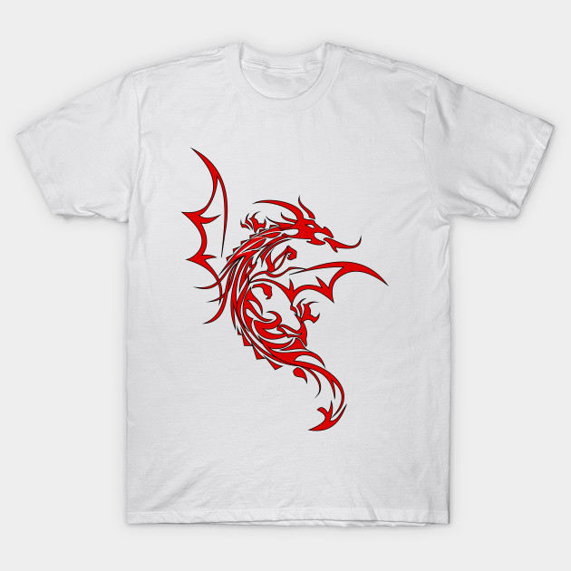 White shirt with red dragon clearance